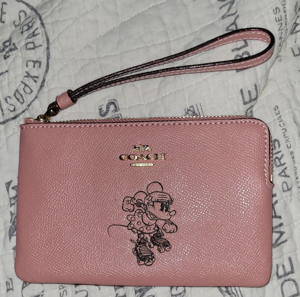 Coach Wristlet Womens OS Pink Disney Minnie Mouse Roller Skate F30004 Pouch